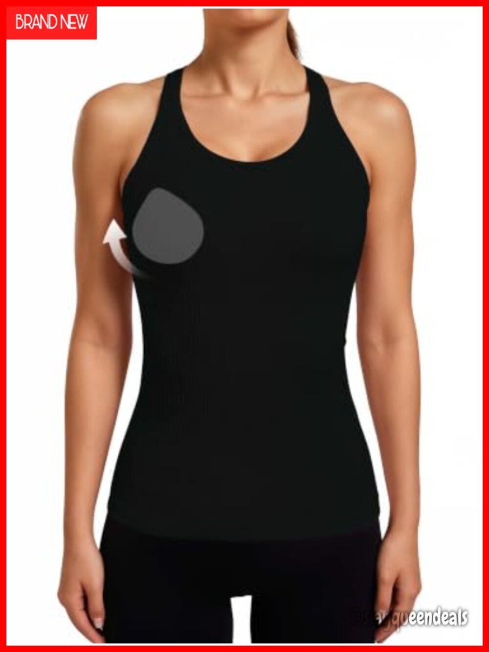 Ribbed Workout Tank Top with Built in Bra Racerback Gym Yoga